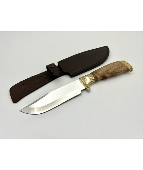 Handmade tourist knife for hunting and fishing “Vine” with leather sheath, awkward