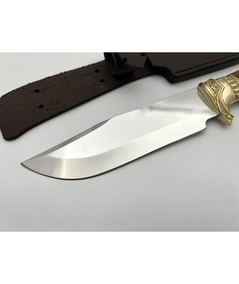 Нож ручной работы для охоты и рыбалки туристический «Лоза» с кожаными ножнами нескладной