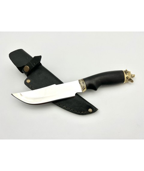 Нож ручной работы для охоты и рыбалки туристический «Медведь» граб с кожаными ножнами нескладной