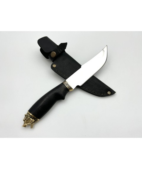 Handmade tourist knife for hunting and fishing “Bear” hornbeam with leather sheath, awkward