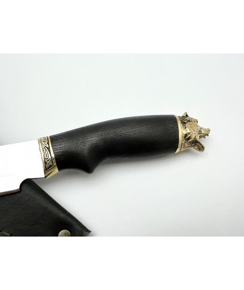 Handmade tourist knife for hunting and fishing “Bear” hornbeam with leather sheath, awkward