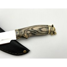 Handmade tourist knife for hunting and fishing “Wolf” ash with leather sheath, awkward