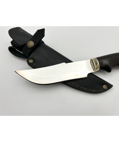 Нож ручной работы для охоты и рыбалки туристический «Волк» граб с кожаными ножнами нескладной