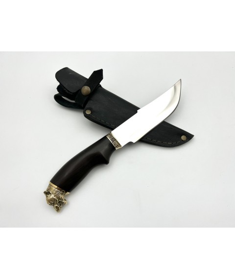 Нож ручной работы для охоты и рыбалки туристический «Волк» граб с кожаными ножнами нескладной