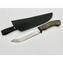 Нож ручной работы для охоты и рыбалки «Резак #1» с кожаными ножнами S390/69 HRC