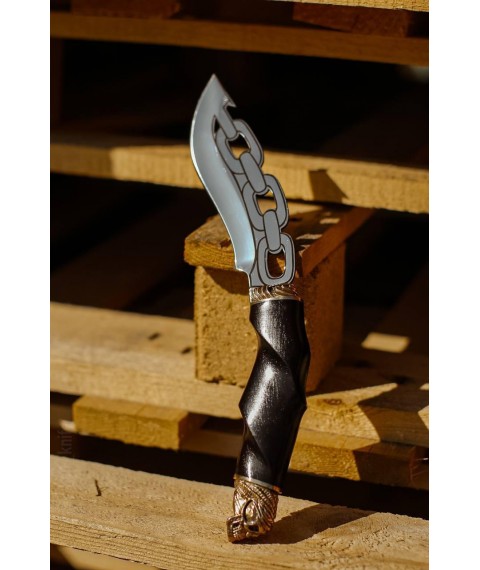 Эксклюзивный нож ручной работы «Байкер #1» с кожаными ножнами 95х18/57-58.
