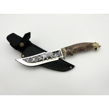 Handmade tourist knife for hunting and fishing “Tiger” 95x18 with leather sheath, awkward
