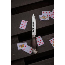 Нож ручной работы «Фартовый #3» с кожаными ножнами 95х18/57-58 HRC