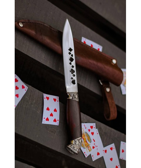 Нож ручной работы «Фартовый #3» с кожаными ножнами 95х18/57-58 HRC
