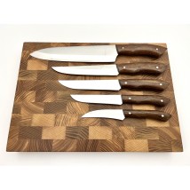 Набір кухонних ножів ручної роботи «Кухар #1» коричнева рукоять, 65Х13/57 HRC
