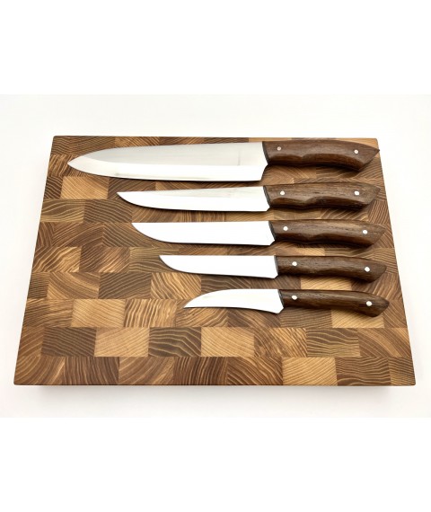 Набір кухонних ножів ручної роботи «Кухар #1» коричнева рукоять, 65Х13/57 HRC
