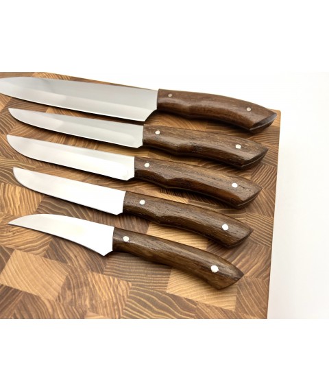 Set of handmade kitchen knives “Cook #1” brown handle, 65Х13/57 HRC
