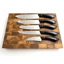 Набор кухонных ножей ручной работы «Лисий хвост #1» чёрная рукоять, 65Х13/57HRC