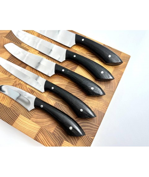 Набор кухонных ножей ручной работы «Лисий хвост #1» чёрная рукоять, 65Х13/57HRC