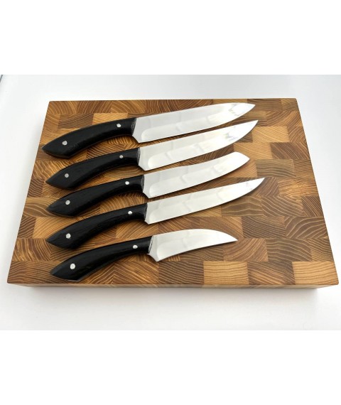 Набір кухонних ножів ручної роботи «Лисячий хвіст #1» чорна ручка, 65Х13/57HRC