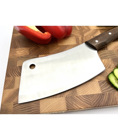 Handmade kitchen hatchet (cleaver) 65Х13 with brown handle
