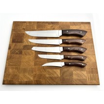 Set of handmade kitchen knives “Five #1” brown handle, 65x13/57 HRC