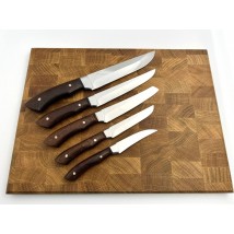 Набір кухонних ножів ручної роботи «П'ятірка #1» коричнева рукоять, 65х13/57 HRC