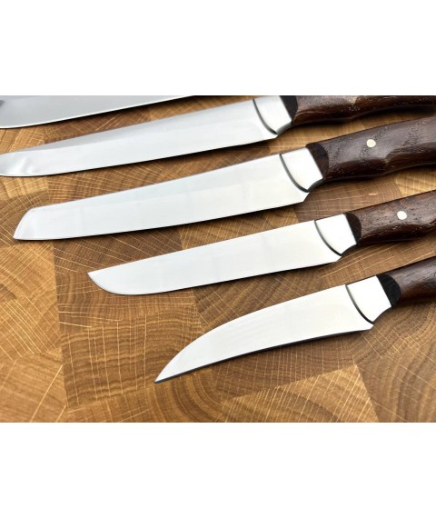 Набор кухонных ножей ручной работы «Пятёрка #1» коричневая рукоять, 65х13/57 HRC