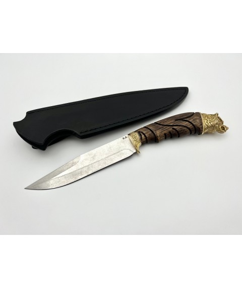 Handmade tourist knife for hunting and fishing “Celtic Bear” with leather sheath 50x14mm