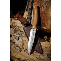Боевой нож ручной работы «Патриот #4» с кожаными ножнами 50х14мф/HRC 57-58