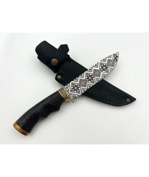 Handmade knife “Vishivanka #1” with leather sheath, awkward 95x18