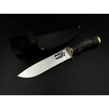 Handmade knife “Patriot #5” with Trident with leather sheath, awkward 95Х18