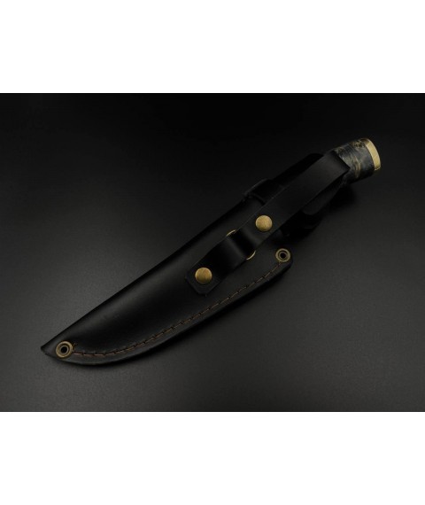 Нож ручной работы «Патриот #5» с Тризубом с кожаными ножнами нескладной 95Х18