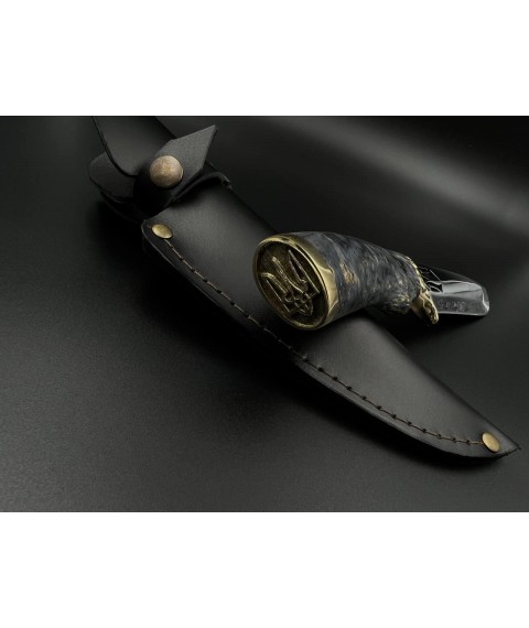 Handmade knife “Patriot #5” with Trident with leather sheath, awkward 95Х18