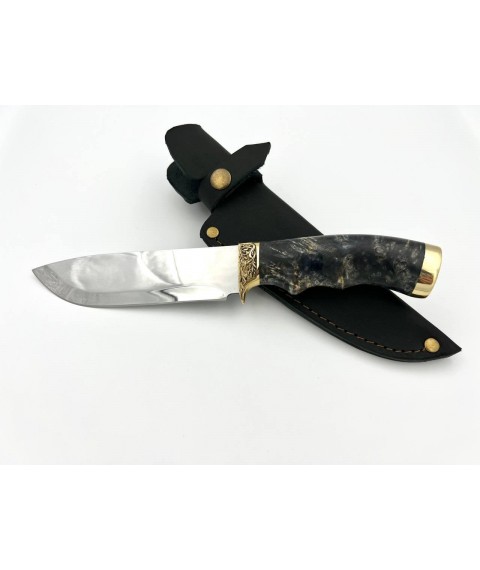 Handmade knife “With ZSU coat of arms #1” with leather sheath, awkward 95Х18