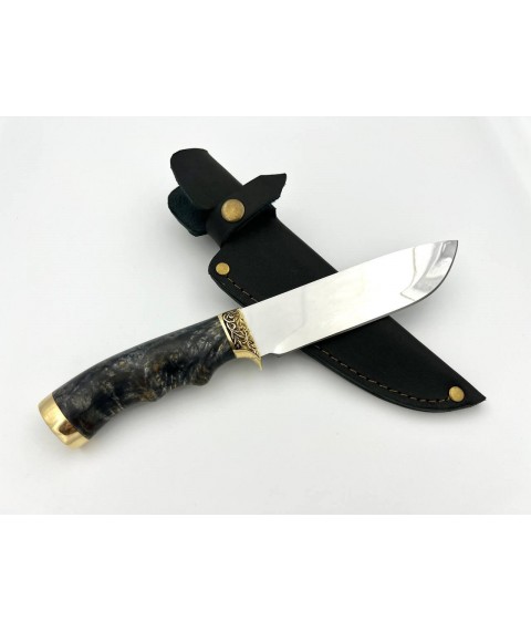 Handmade knife “With ZSU coat of arms #1” with leather sheath, awkward 95Х18