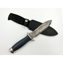 Боевой нож ручной работы из дамасской стали «Антитеррор #2» с кожаными ножнами