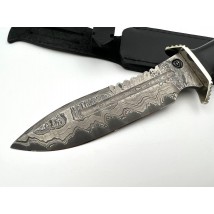 Боевой нож ручной работы из дамасской стали «Антитеррор #3» с кожаными ножнами