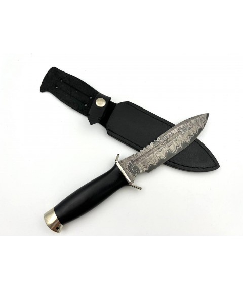 Handmade combat knife made of Damascus steel “Anti-Terror #3” with leather sheath