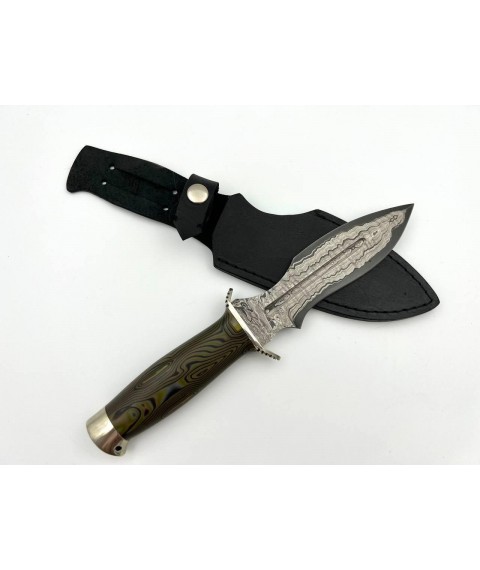 Handmade combat knife made of Damascus steel “Anti-Terror #4” with leather sheath