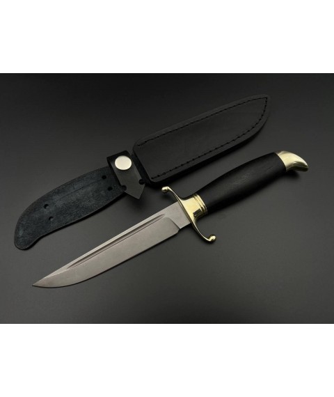 Handmade combat knife “Finka #3” with leather sheath, awkward X12MF/61 HRC