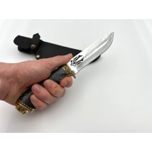 Нож ручной работы «Козак #1» c Тризубом с кожаными ножнами нескладной 95Х18