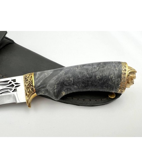 Handmade knife “Cossack #1” with Trident with leather scabbard, awkward 95Х18