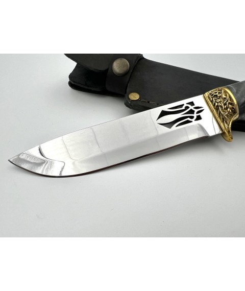 Нож ручной работы «Козак #1» c Тризубом с кожаными ножнами нескладной 95Х18