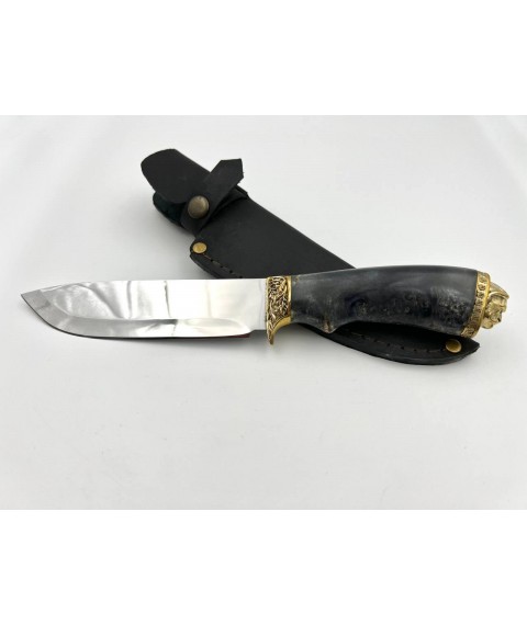 Нож ручной работы «Козак #2» с кожаными ножнами нескладной 95Х18