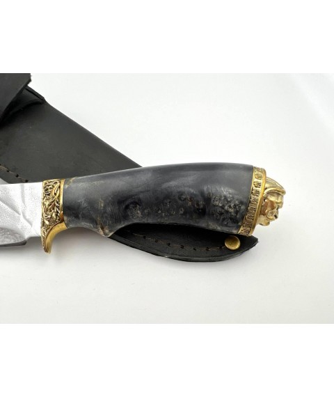 Нож ручной работы «Козак #2» с кожаными ножнами нескладной 95Х18