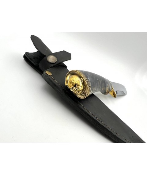 Handmade knife “Kozak #2” with leather sheath, awkward 95Х18