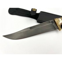 Handmade combat knife “Kabar #2” with awkward leather sheath X12MF