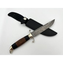 Бойовий ніж із дамаської сталі ручної роботи «Фінка #8» зі шкіряними піхвами нескладний