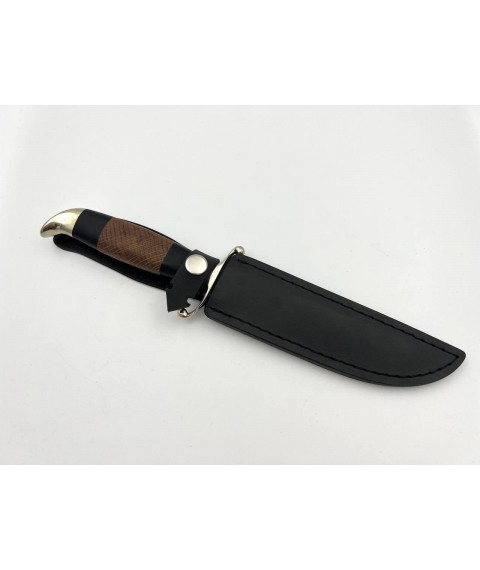 Handmade Damascus steel combat knife “Finca #8” with awkward leather sheath