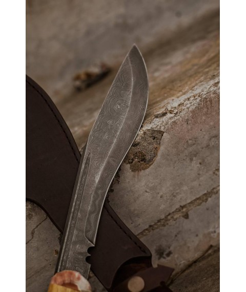 Ексклюзивний ніж-мачете ручної роботи з дамаської сталі «Кукрі #2» HRC 60