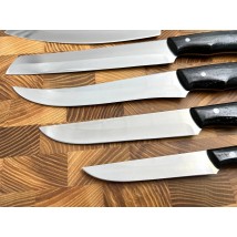 Набір кухонних ножів ручної роботи «Універсальний #1» чорна рукоять, 65Х13/57 HRC