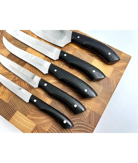 Набор кухонных ножей ручной работы «Универсальный #1» чёрная рукоять, 65Х13/57 HRC