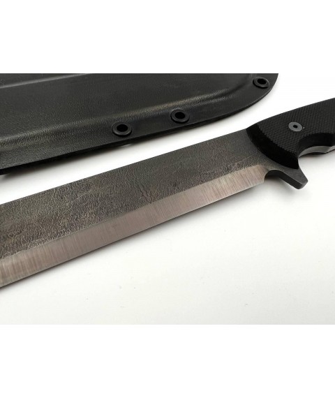 Handmade tourist machete knife for hunting and fishing “Forester #1” with leather sheath, awkward U8