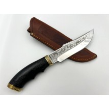 Нож ручной работы для охоты и рыбалки туристический «Охотник #5» с кожаными ножнами нескладной 95х18